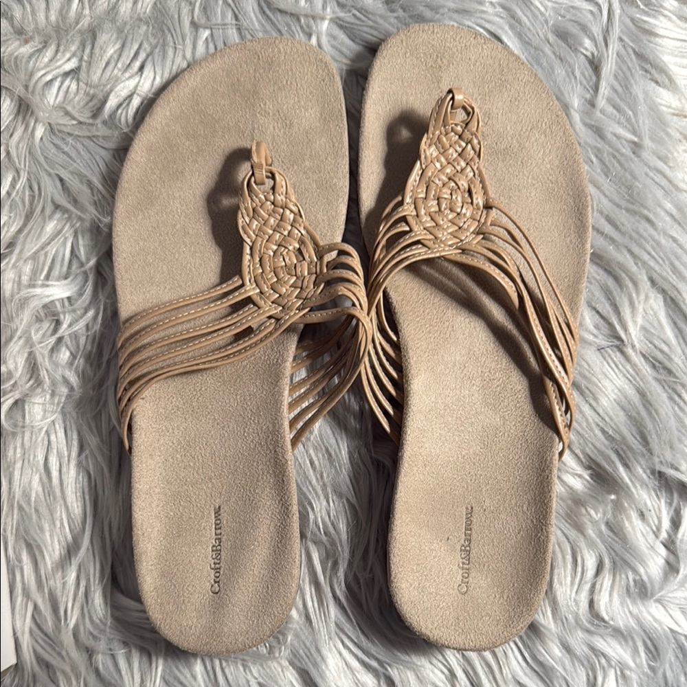 Croft & Barrow Brandee Tan Woven‎ Sandals 9.5 NWT
